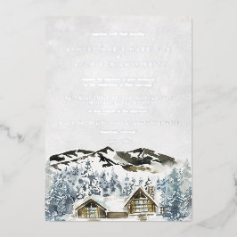 Con Relieve Metalizado Invitación a la boda de invierno en la montaña rus