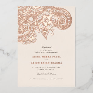 Con Relieve Metalizado Invitación a la boda de Mod Mehandi