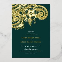 Con Relieve Metalizado Invitación a la boda de Mod Mehandi