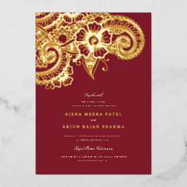 Con Relieve Metalizado Invitación a la boda de Mod Mehandi