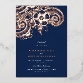 Con Relieve Metalizado Invitación a la boda de Mod Mehandi