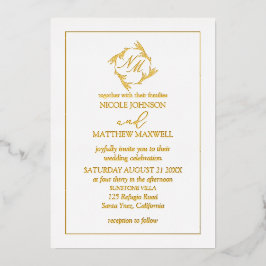 Con Relieve Metalizado Invitación a la boda de monograma de la corona de