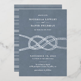 Con Relieve Metalizado Invitación a la boda de nudos ilustrados - Gris az