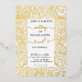 Con Relieve Metalizado Invitación a la boda de oro