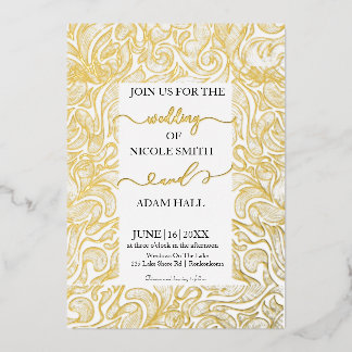 Con Relieve Metalizado Invitación a la boda de oro