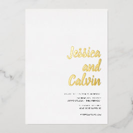 Con Relieve Metalizado Invitación a la boda de oro Minimalista moderno