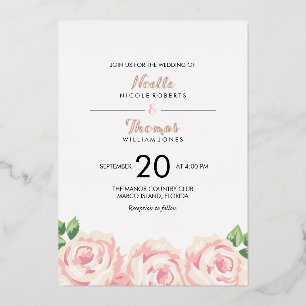 Con Relieve Metalizado Invitación a la boda de Rosas de la época