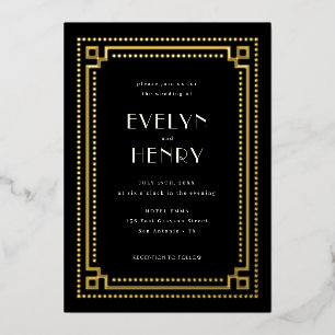 Con Relieve Metalizado Invitación a la boda decorativa de borde