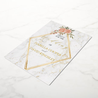 Con Relieve Metalizado Invitación a la boda divino Rosa de oro Rubor Flor