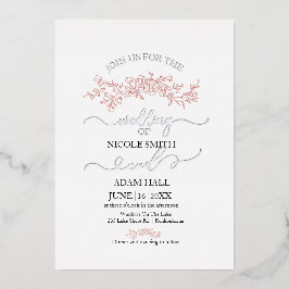 Con Relieve Metalizado Invitación a la boda floral minimalista | Bot eleg