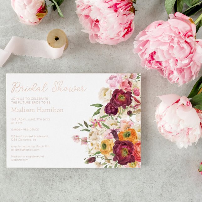 Con Relieve Metalizado Invitación a la ducha de novias de Matrimonio FLOR (Subido por el creador)