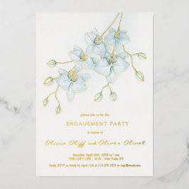 Con Relieve Metalizado Invitación a la fiesta de compromiso de orquídea a