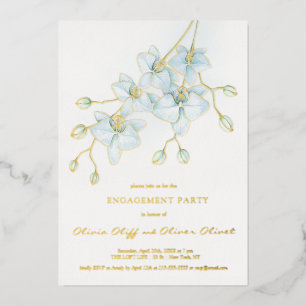 Con Relieve Metalizado Invitación a la fiesta de compromiso de orquídea a