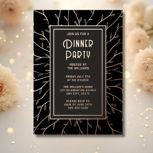 Con Relieve Metalizado Invitación a la fiesta de la cena Floral elegante 