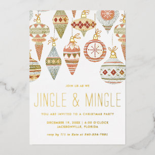 Con Relieve Metalizado Invitación a la fiesta de Navidad Jingle & Mingle