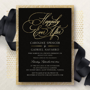 Con Relieve Metalizado Invitación a la Recepción de Boda de Felices para 