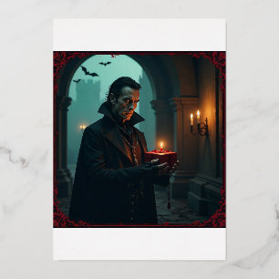Con Relieve Metalizado Invitación al cumpleaños del vampiro gótico