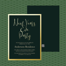 Invitación clásica de Año Nuevo en verde para fies