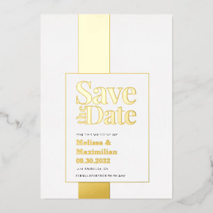Con Relieve Metalizado Invitación de ahorro de fecha de foil negro blanco
