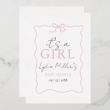 Invitación de Baby Shower de lazo rosa, Baby Showe