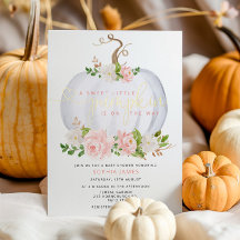 Invitación de baby shower de niña Blush Pumpkin