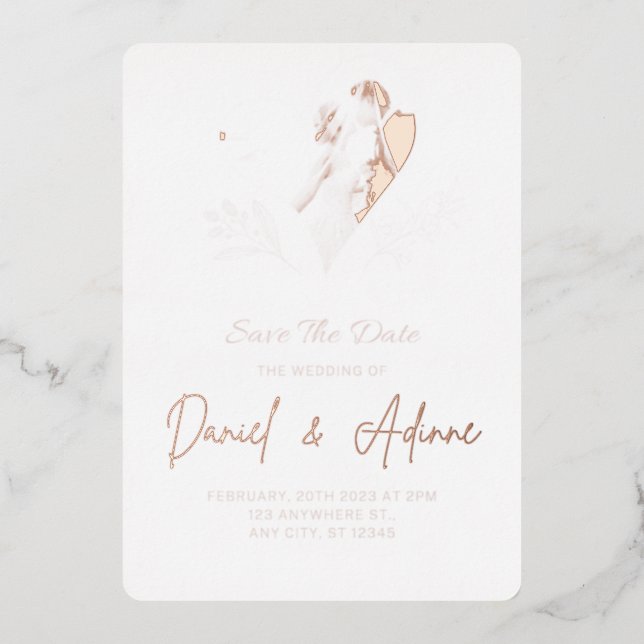 Con Relieve Metalizado invitación de boda (Anverso)