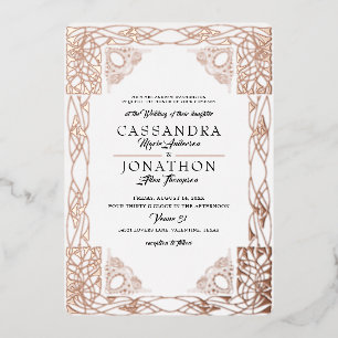 Con Relieve Metalizado Invitación de Boda: Art Nouveau y Poema 22