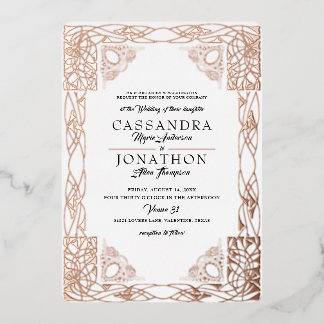 Con Relieve Metalizado Invitación de Boda: Art Nouveau y Poema 22