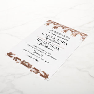 Con Relieve Metalizado Invitación de Boda - Art Nouveau y Poema 5
