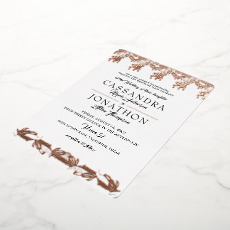 Con Relieve Metalizado Invitación de Boda - Art Nouveau y Poema 5