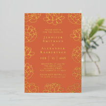 Invitación de boda botánica minimalista roja