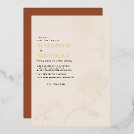 Con Relieve Metalizado Invitación de boda botánico minimalista boho en te