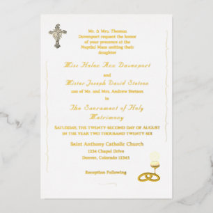 Con Relieve Metalizado Invitación de boda católica Nuptial Grace