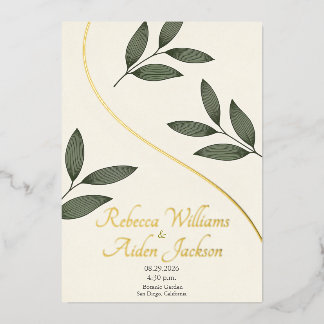 Con Relieve Metalizado Invitación de boda clásica de marfil y oro rosa