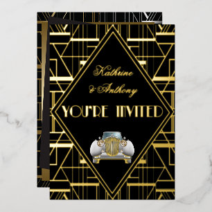 Con Relieve Metalizado Invitación de boda clásica Gatsby Deco