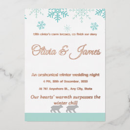 Con Relieve Metalizado Invitación de boda copo de nieve de invierno​