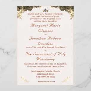 Con Relieve Metalizado Invitación de boda de gracia católica