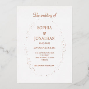Con Relieve Metalizado Invitación de boda de hojas de pan de oro moderna 