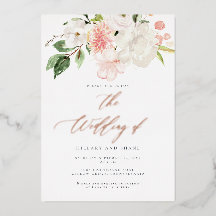 Invitación de boda de jardín floral rosa FOIL Prim