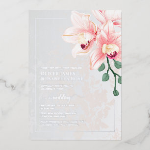 Con Relieve Metalizado Invitación de Boda de Orquídea Rosa Suave Atempora