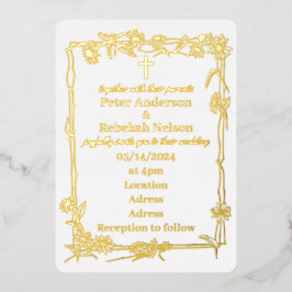 Con Relieve Metalizado Invitación de boda de papel de aluminio de 5" x 7"