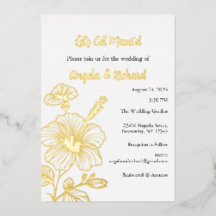 Con Relieve Metalizado Invitación de boda de papel de aluminio Let's get