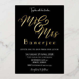 Con Relieve Metalizado Invitación de boda de papel de aluminio para Sr. y