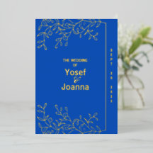 Invitación de boda de papel de aluminio zafiro