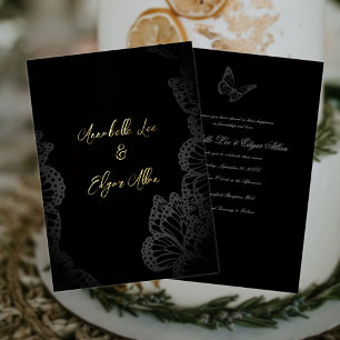 Con Relieve Metalizado Invitación de boda de papel de estaño de mariposa