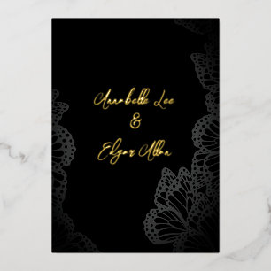 Con Relieve Metalizado Invitación de boda de papel de estaño monarca góti