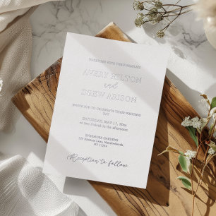 Con Relieve Metalizado Invitación de boda de papel de plata minimalista m
