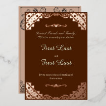 Invitación de boda de papel holográfico Dark Red R