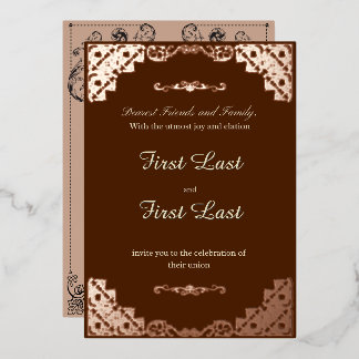 Con Relieve Metalizado Invitación de boda de papel holográfico Dark Red R