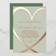 Invitación de boda elegante corazón rosa dorado y